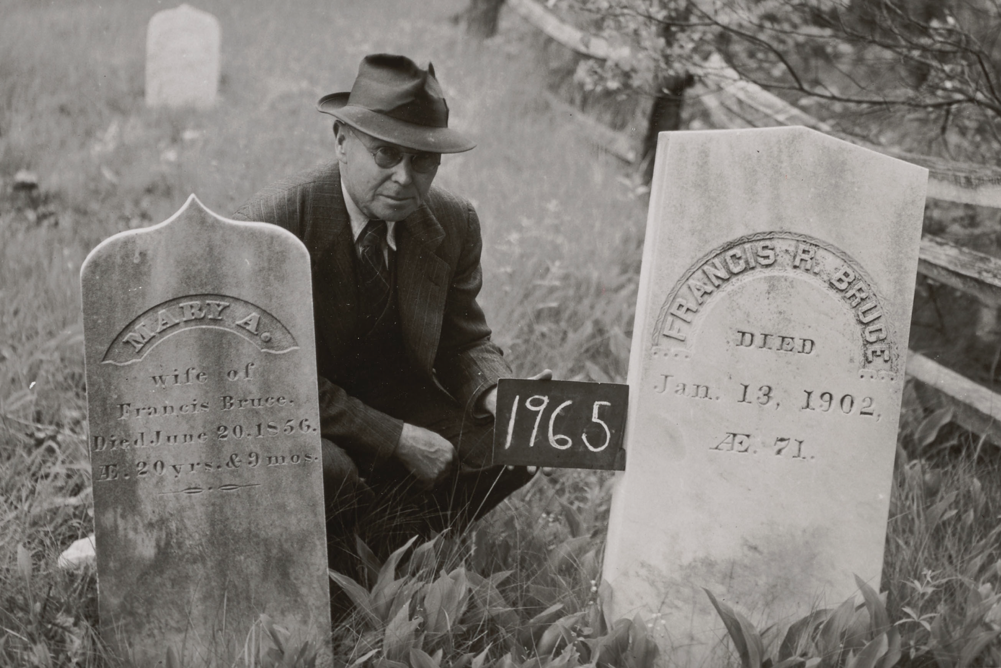 Mary A. and Francis R. Bruce, Lincoln Cemetery, Stones 5, 6, Petersham, Mass., June 8, 1945