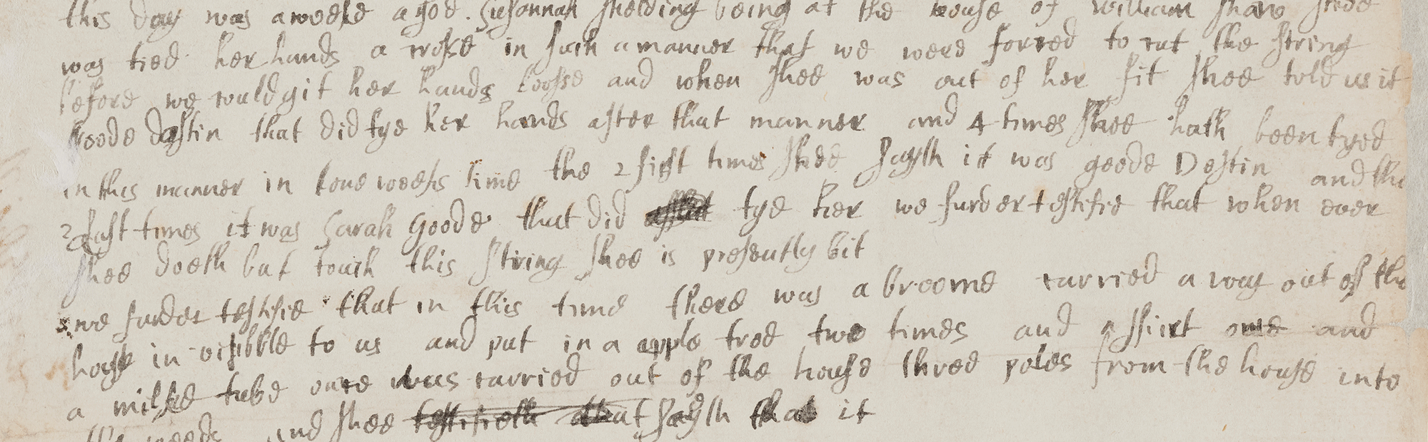 Testimony of William Batten, William Shaw, and Deborah Shaw v. Sarah Good, Salem Witch Trials Papers
