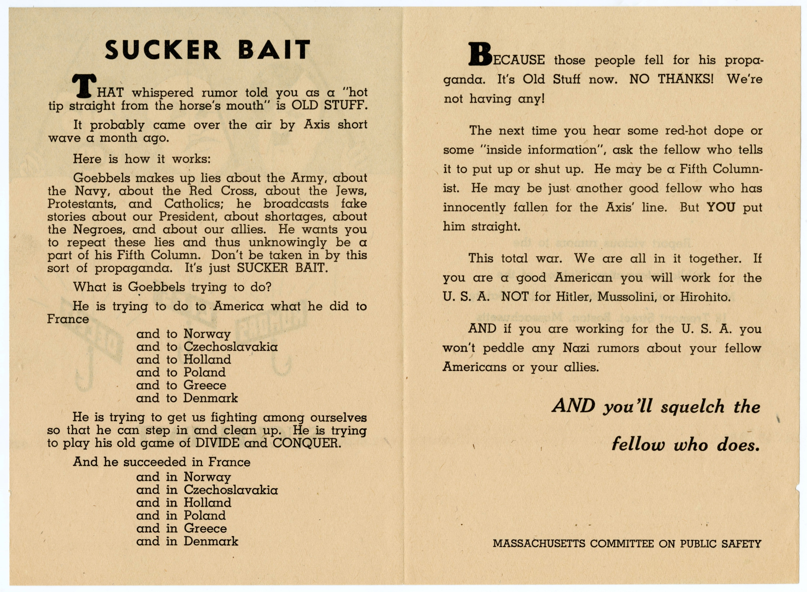 WWII Propaganda Pamphlet