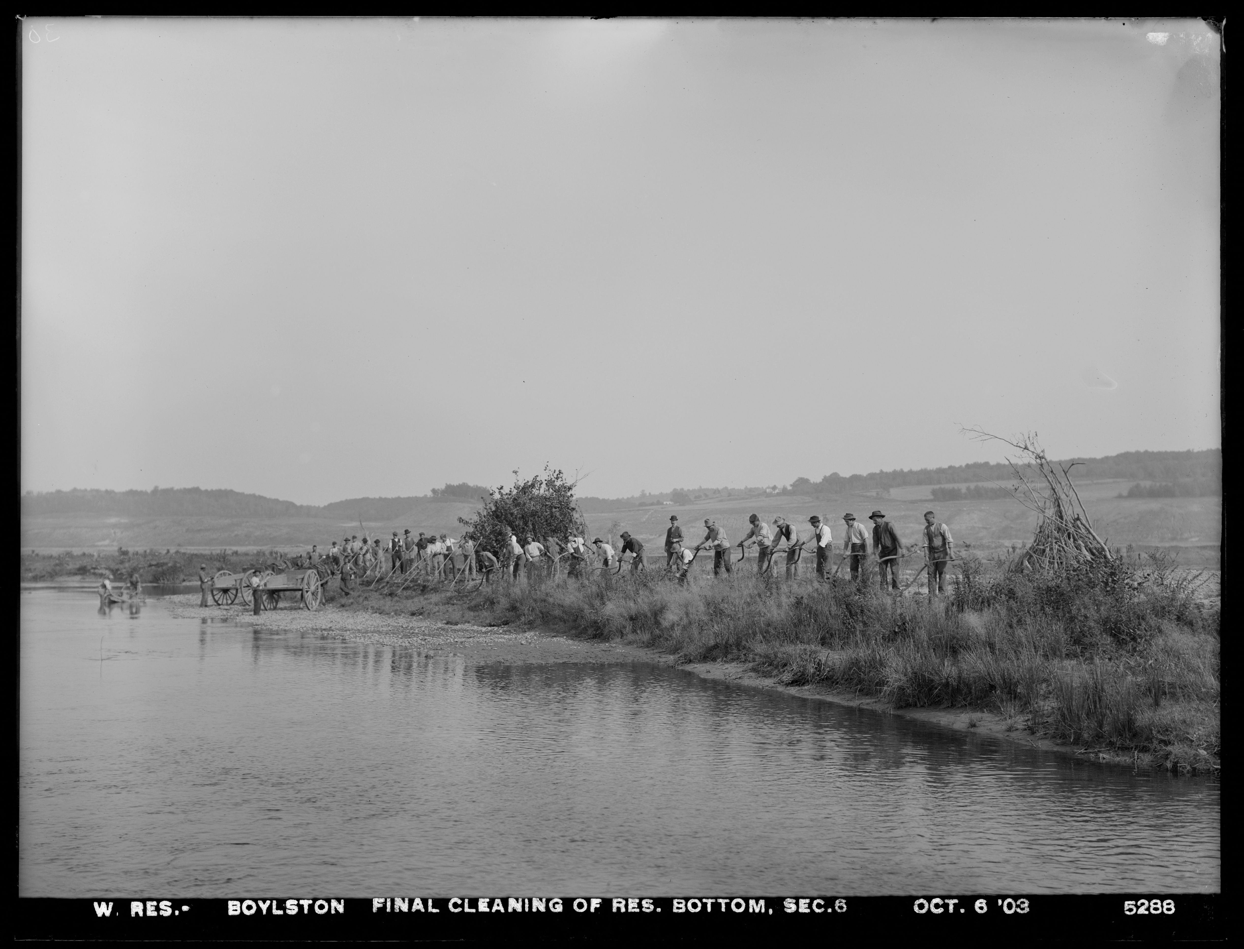 Wachusett Reservoir, Final Cleaning of Reservoir Bottom, Section 6, Boylston, Mass., Oct. 6, 1903