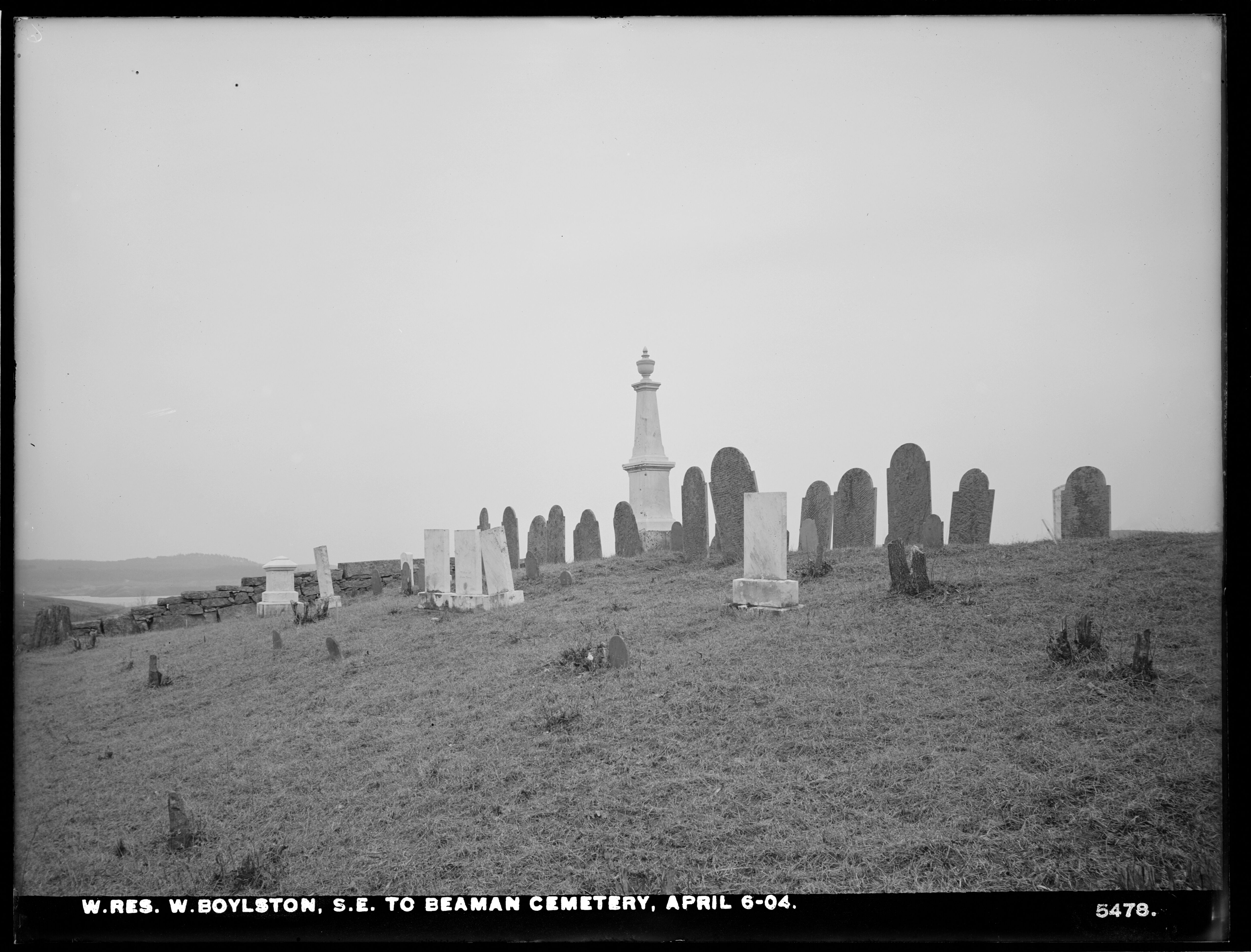 Wachusett Reservoir, Southeast to Beaman Cemetery, West Boylston, Mass., Apr. 6, 1904