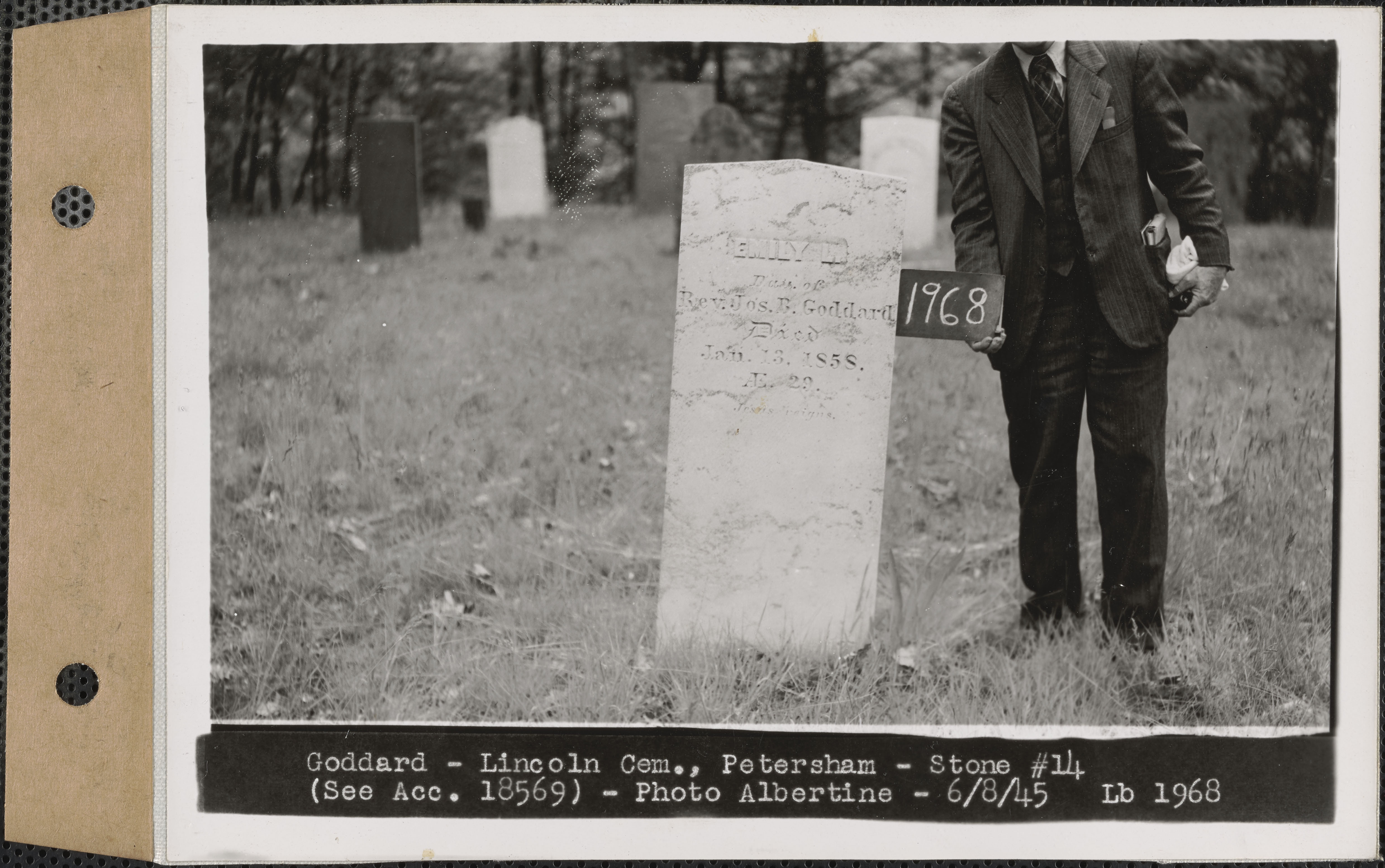 Emily L. Goddard, Lincoln Cemetery, Stone 14, Petersham, Mass., June 8, 1945