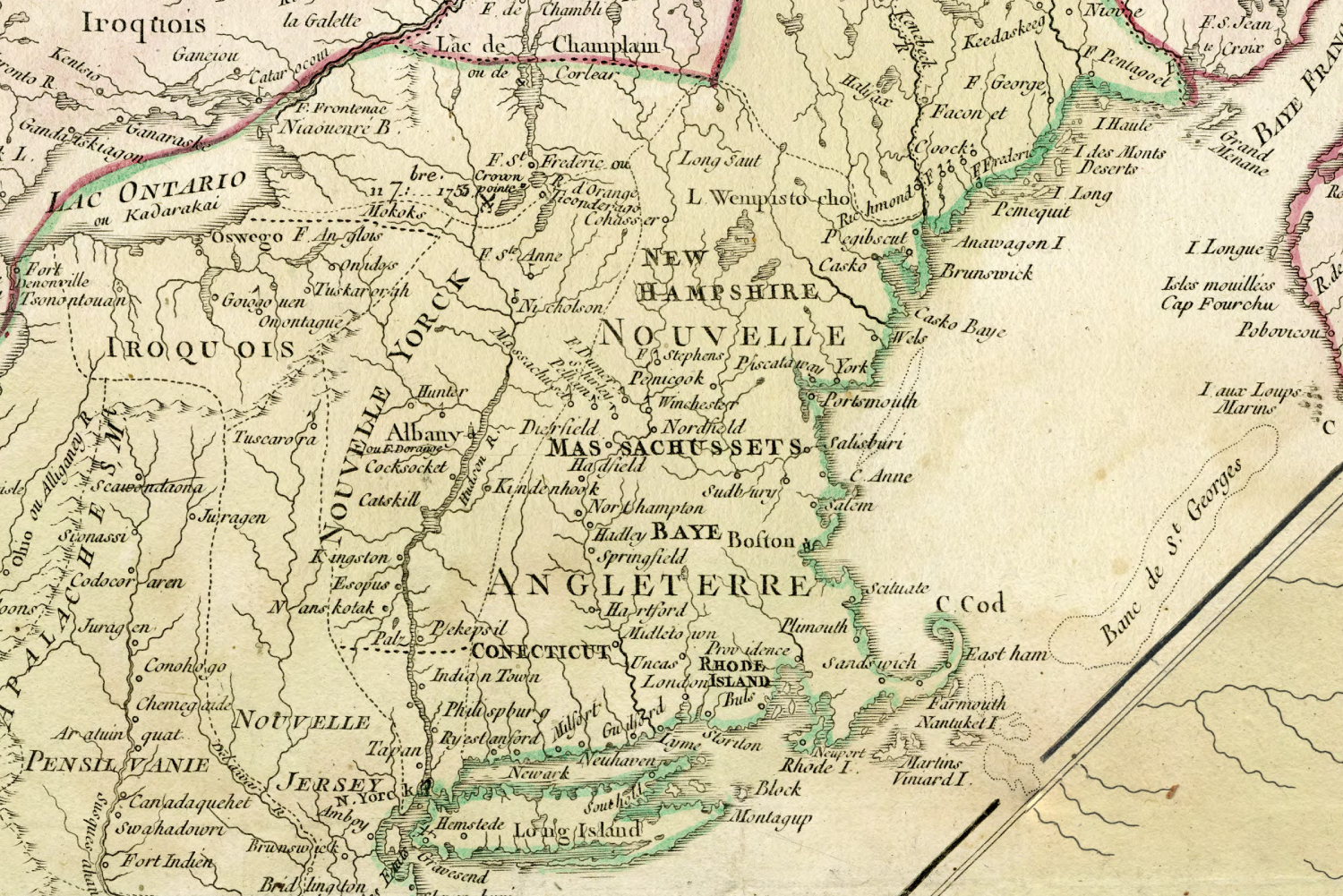 French map showing 'the troubles of America'