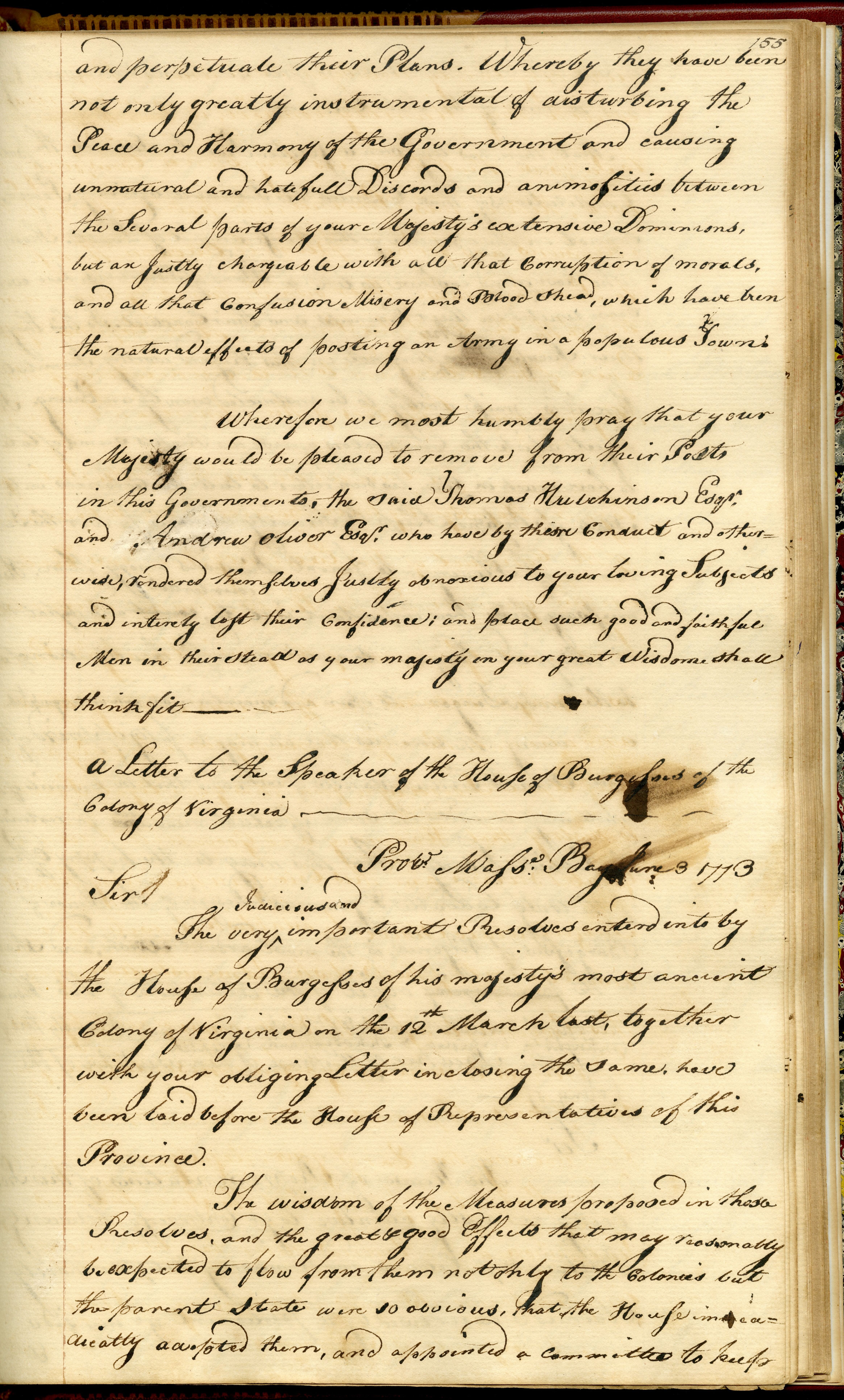 Letter from the Massachusetts House of Representatives to the Virginia House of Burgesses, asserting the rights of a union of colonies