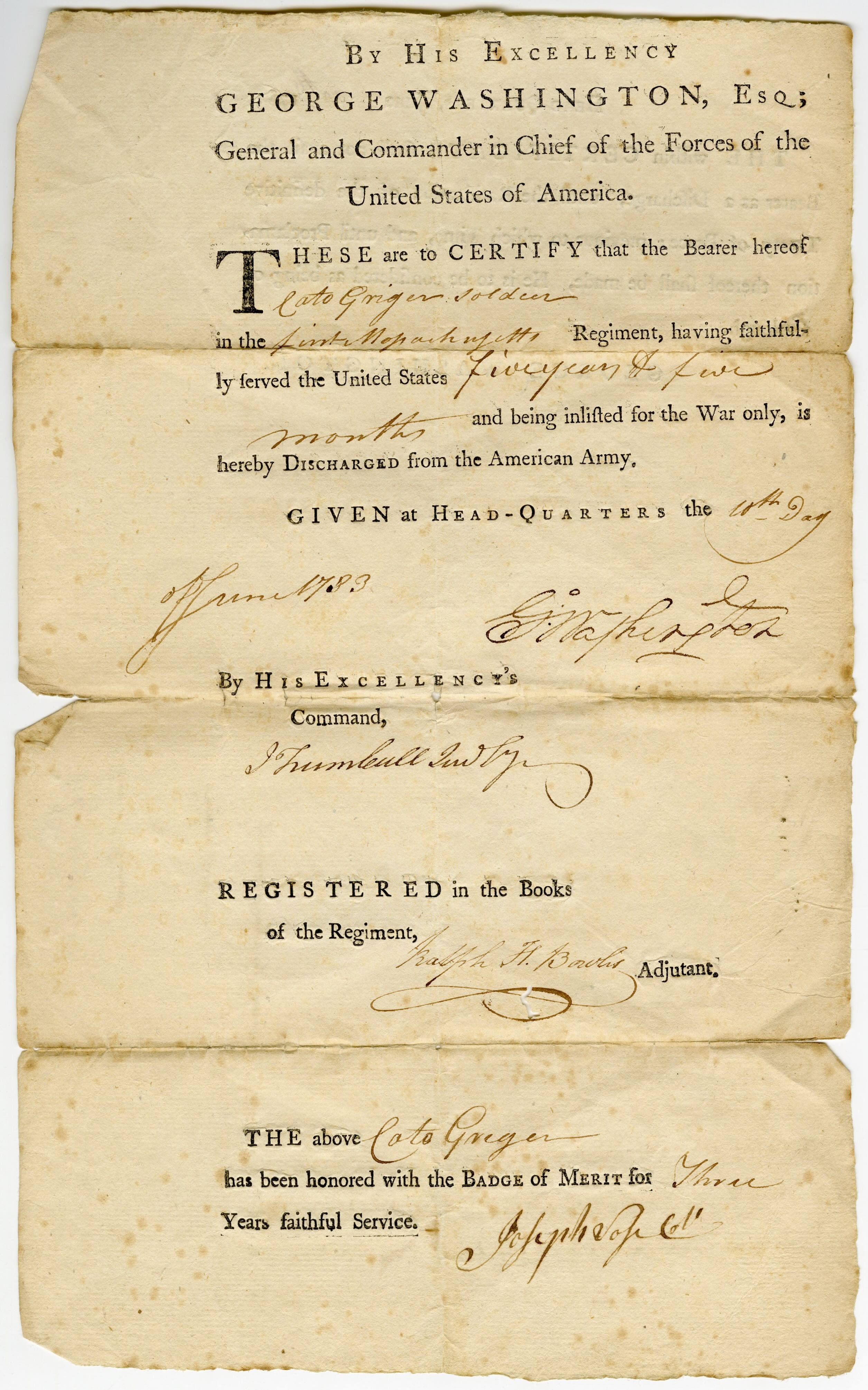 Discharge paper for Cato Griger