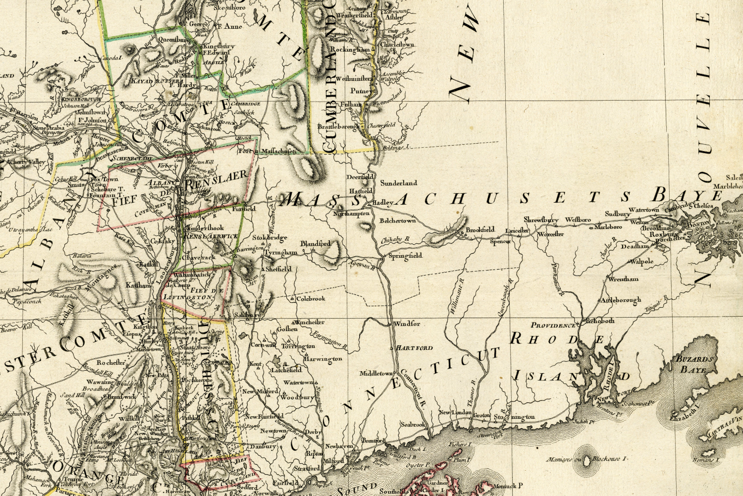 French map showing 'the troubles of America'