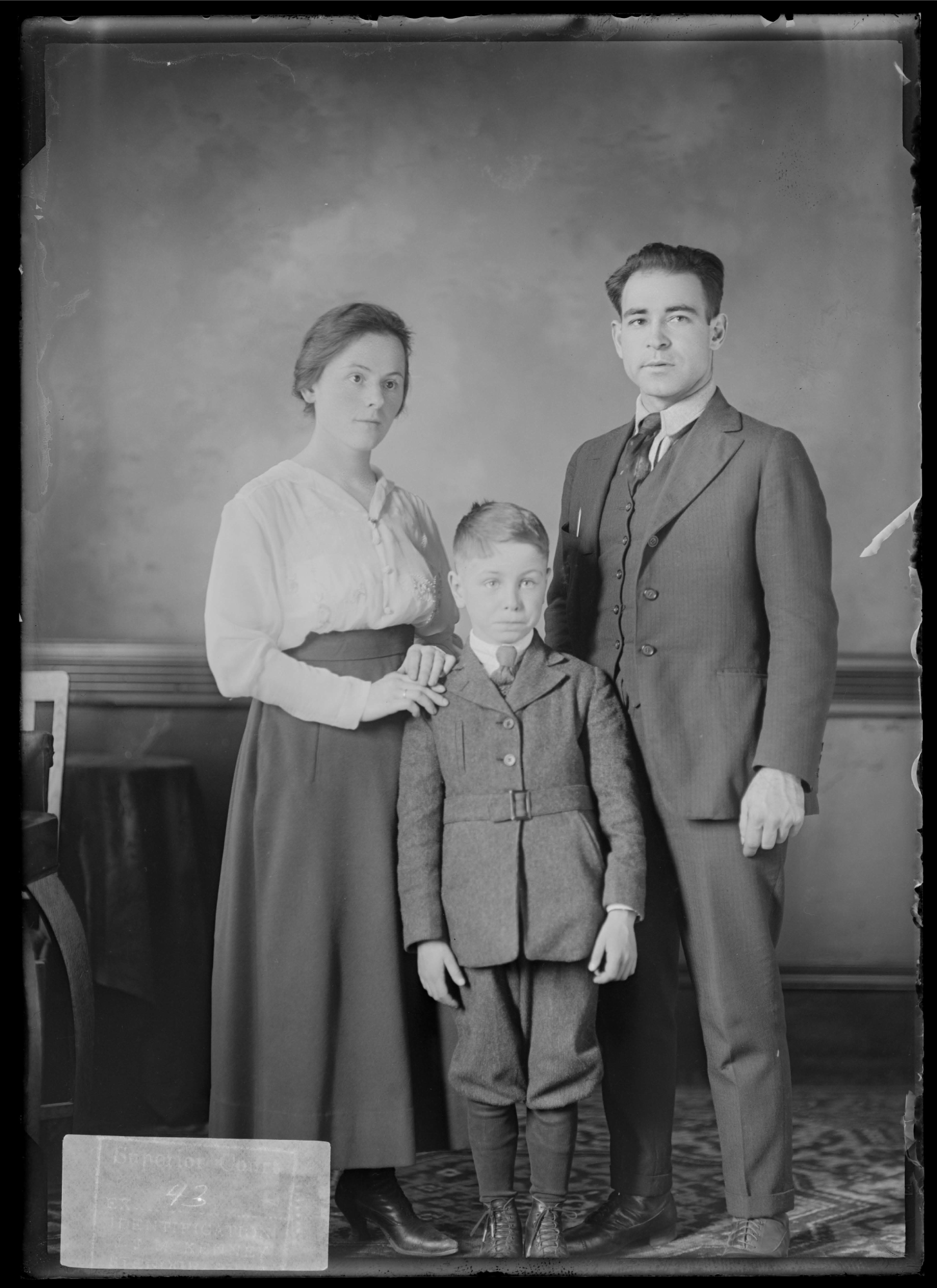 Glass Plate Negative for Photograph of Nicola, Rose, and Dante Sacco