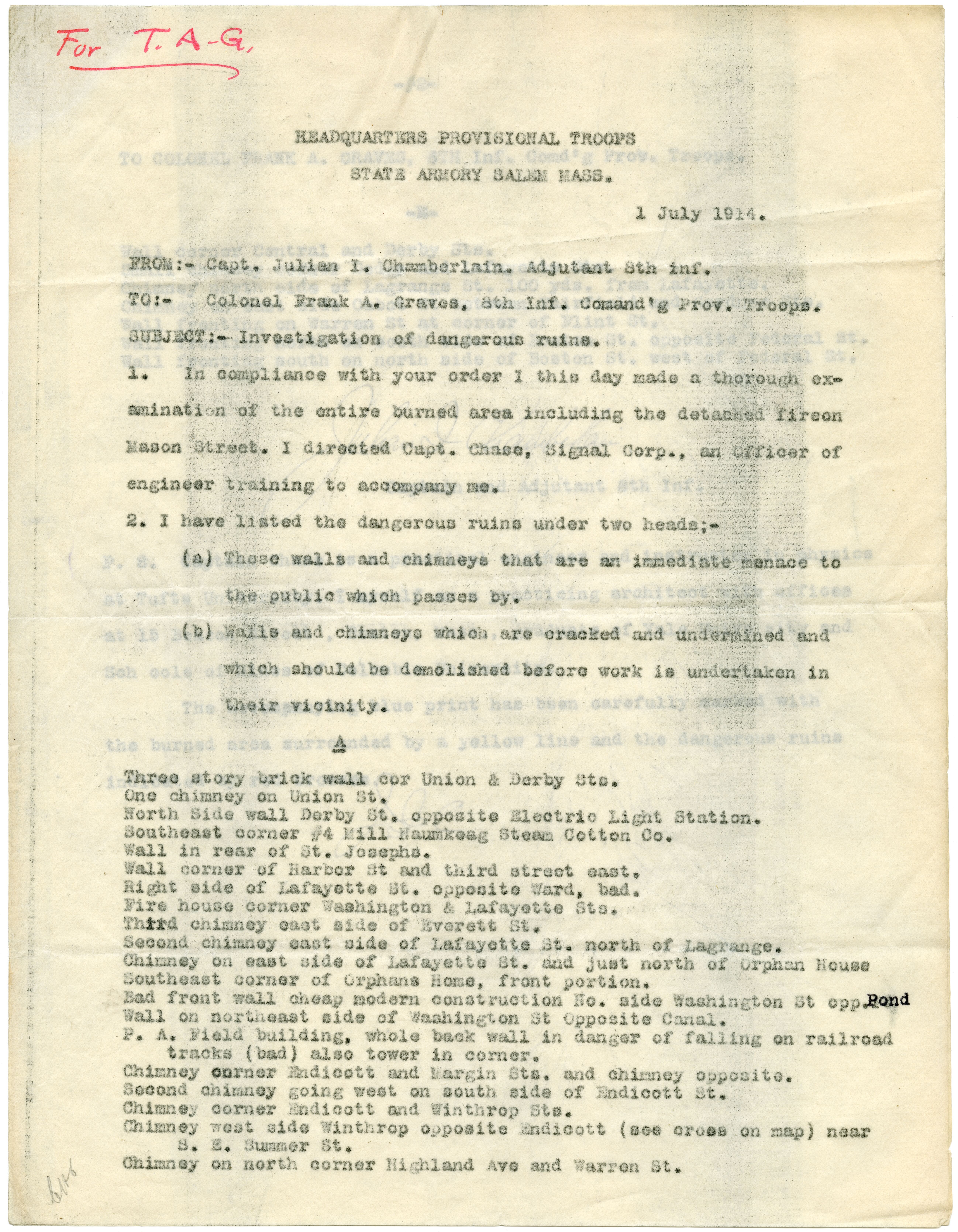 Report of dangerous ruins