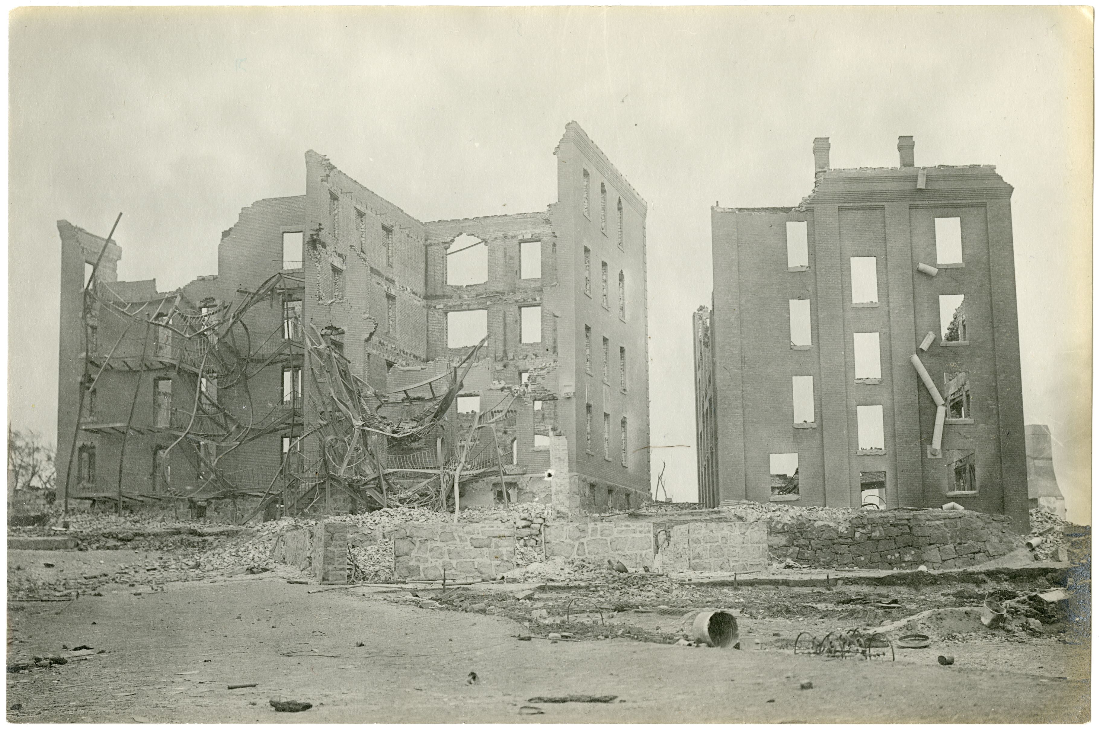 Building ruins after the fire