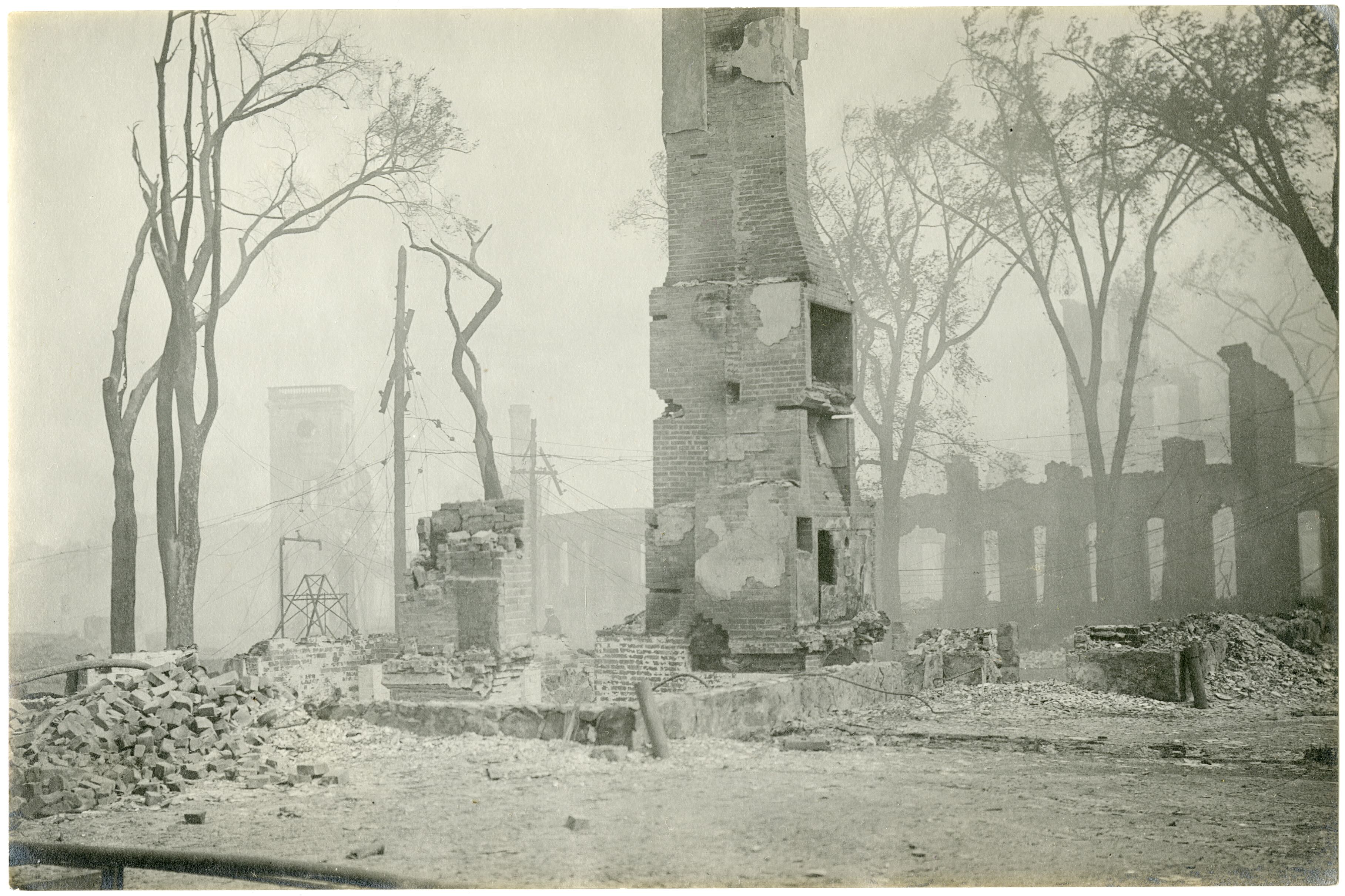 Ruined chimney at or near Pequot Mills