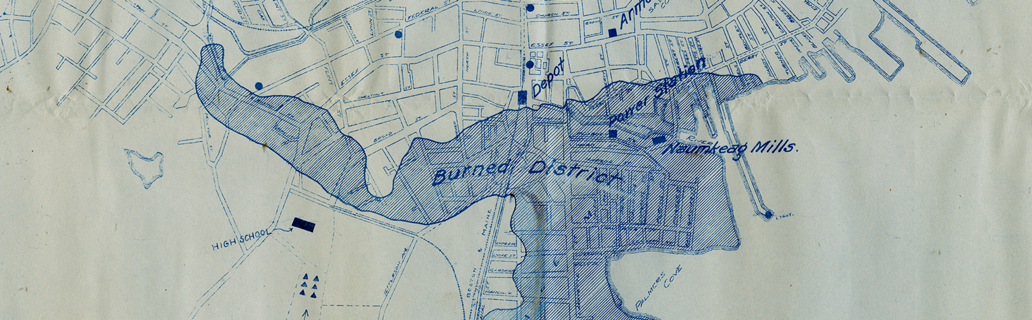 State Board of Health map showing burned district