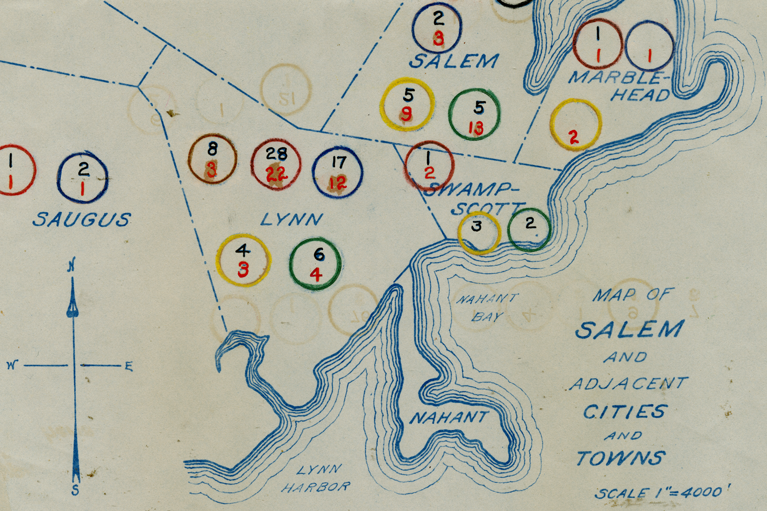 Map of communicable diseases in Salem and neighboring towns