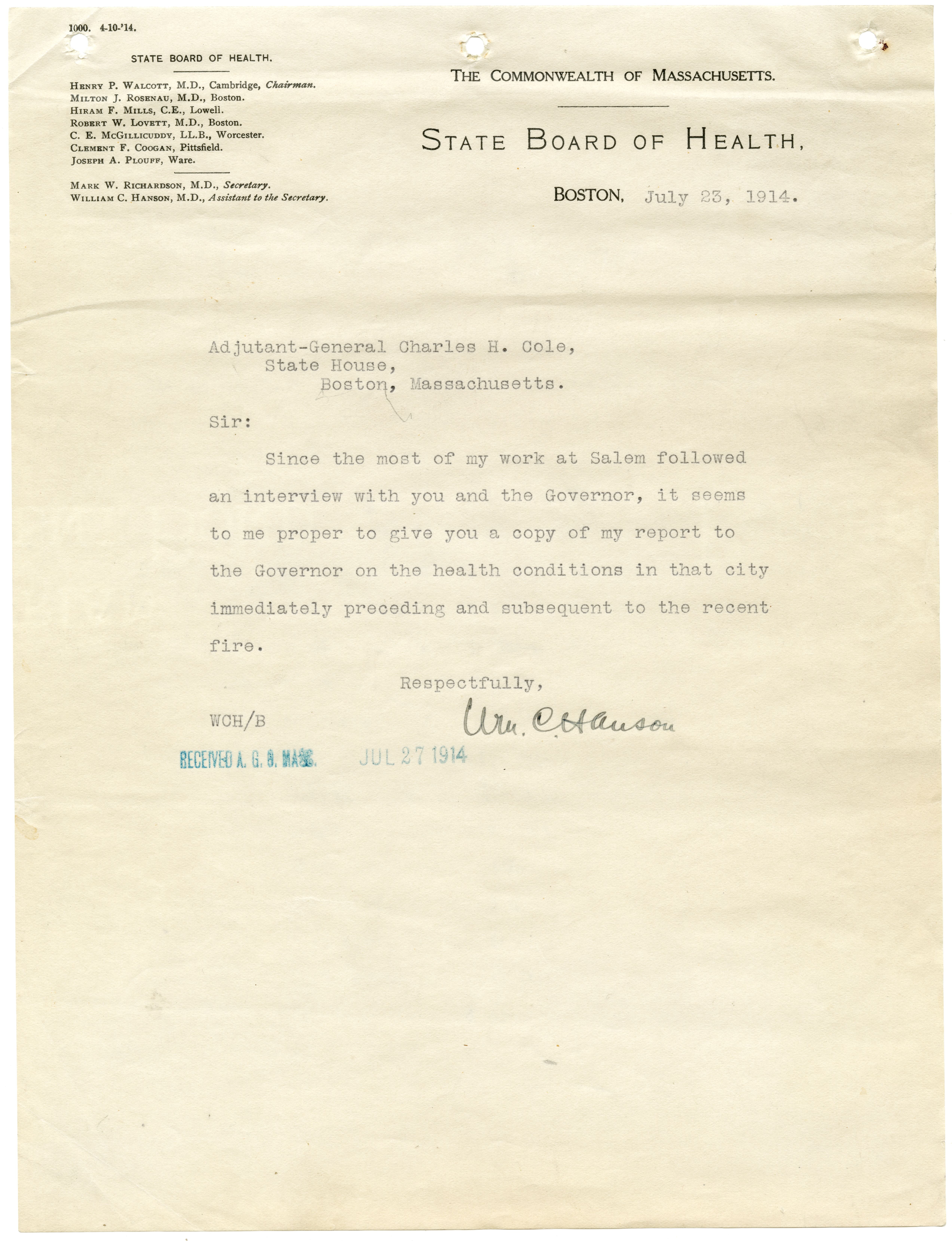 Report on health conditions in the City of Salem