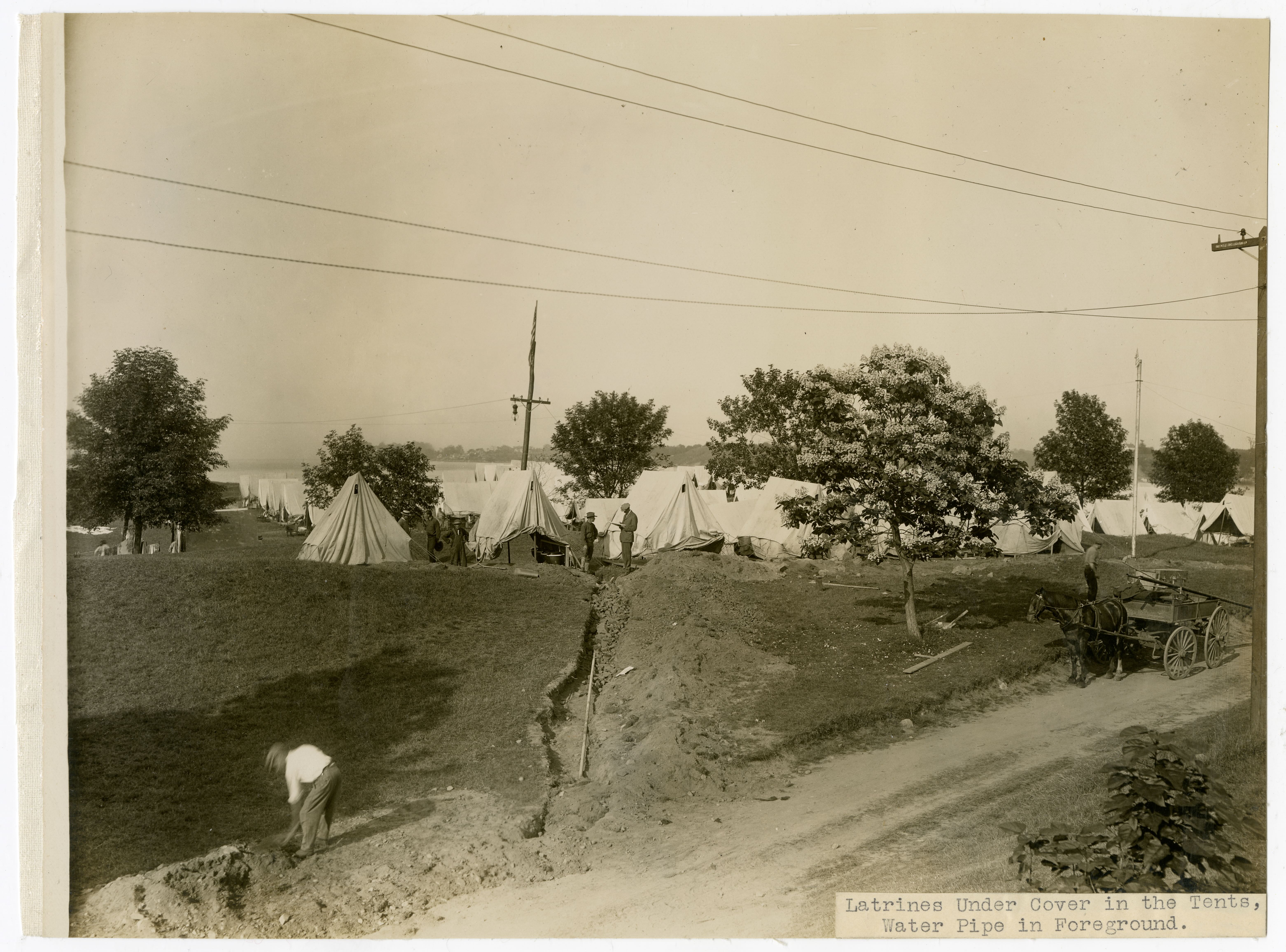 Camp latrines covered by tents
