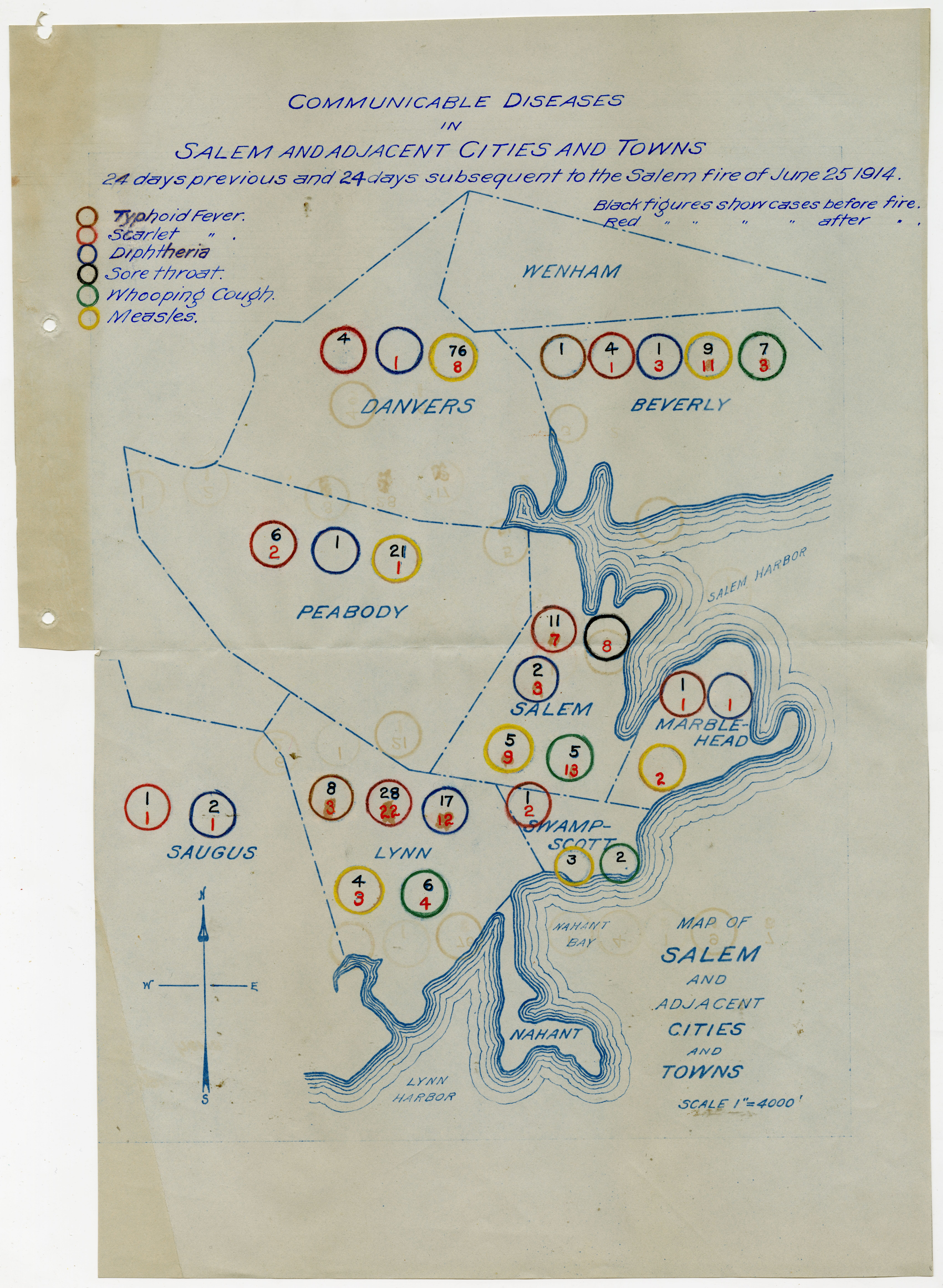 Map of communicable diseases in Salem and neighboring towns