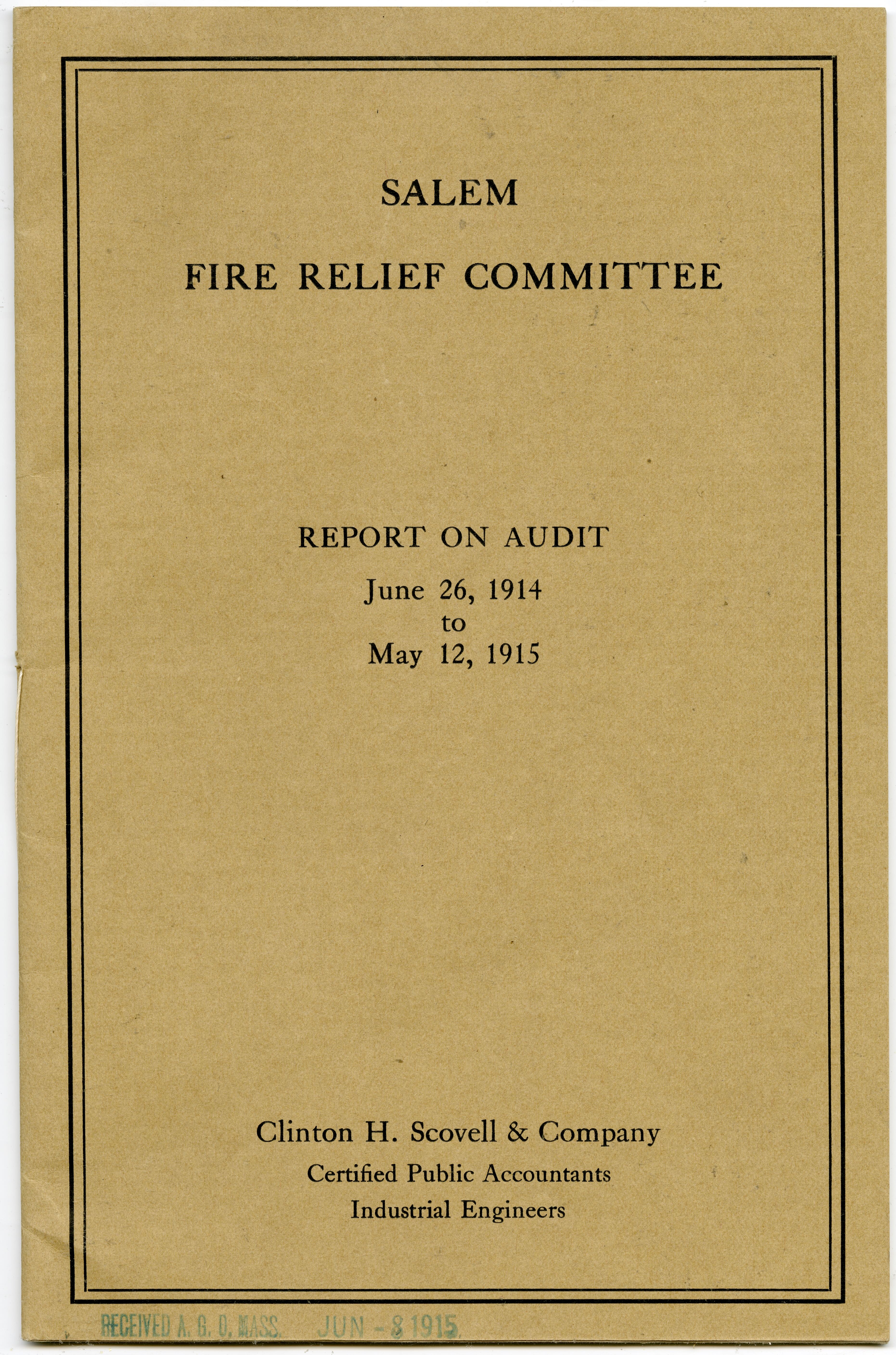 Report on Audit of Salem Fire Relief Committee