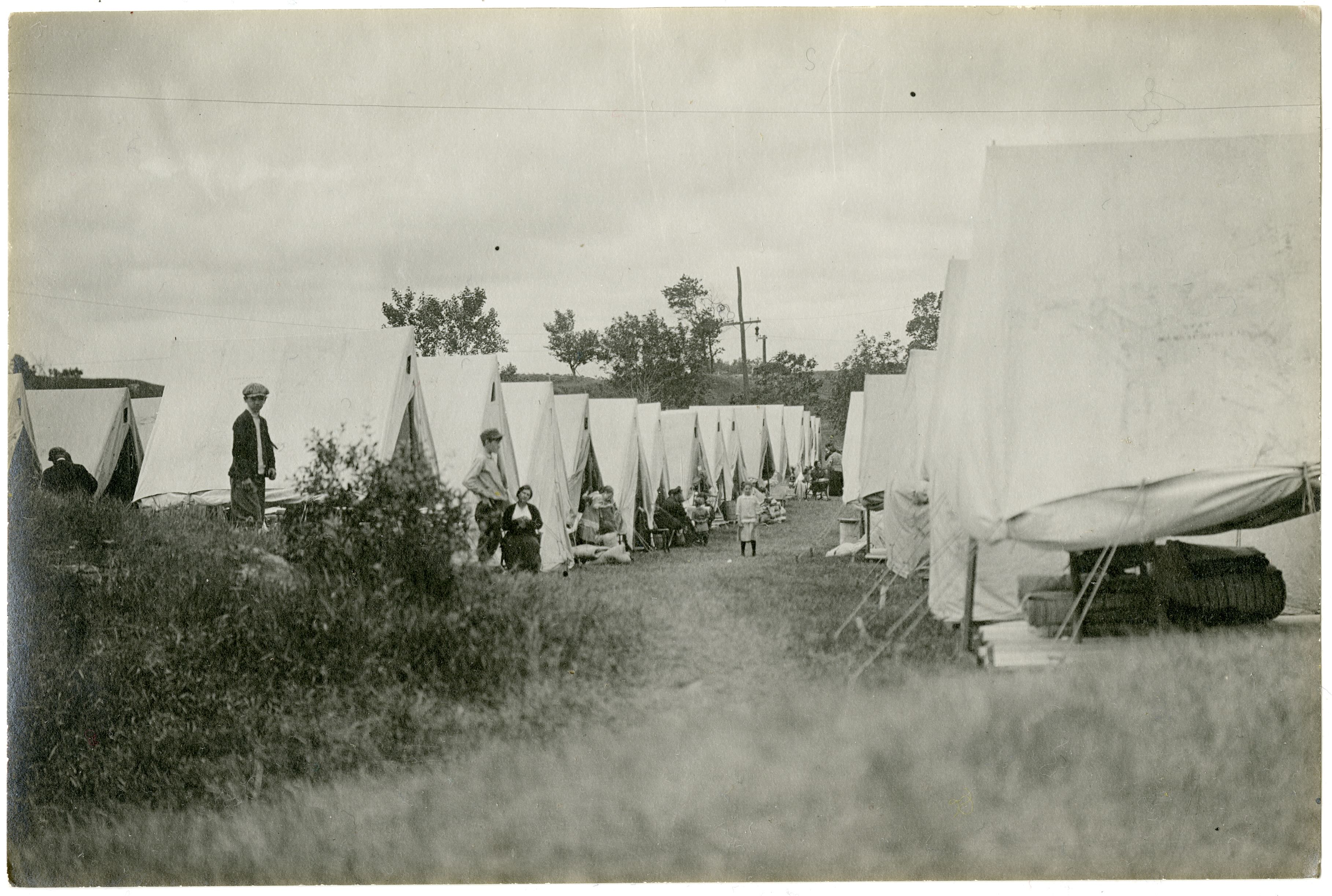 Families in a refugee camp