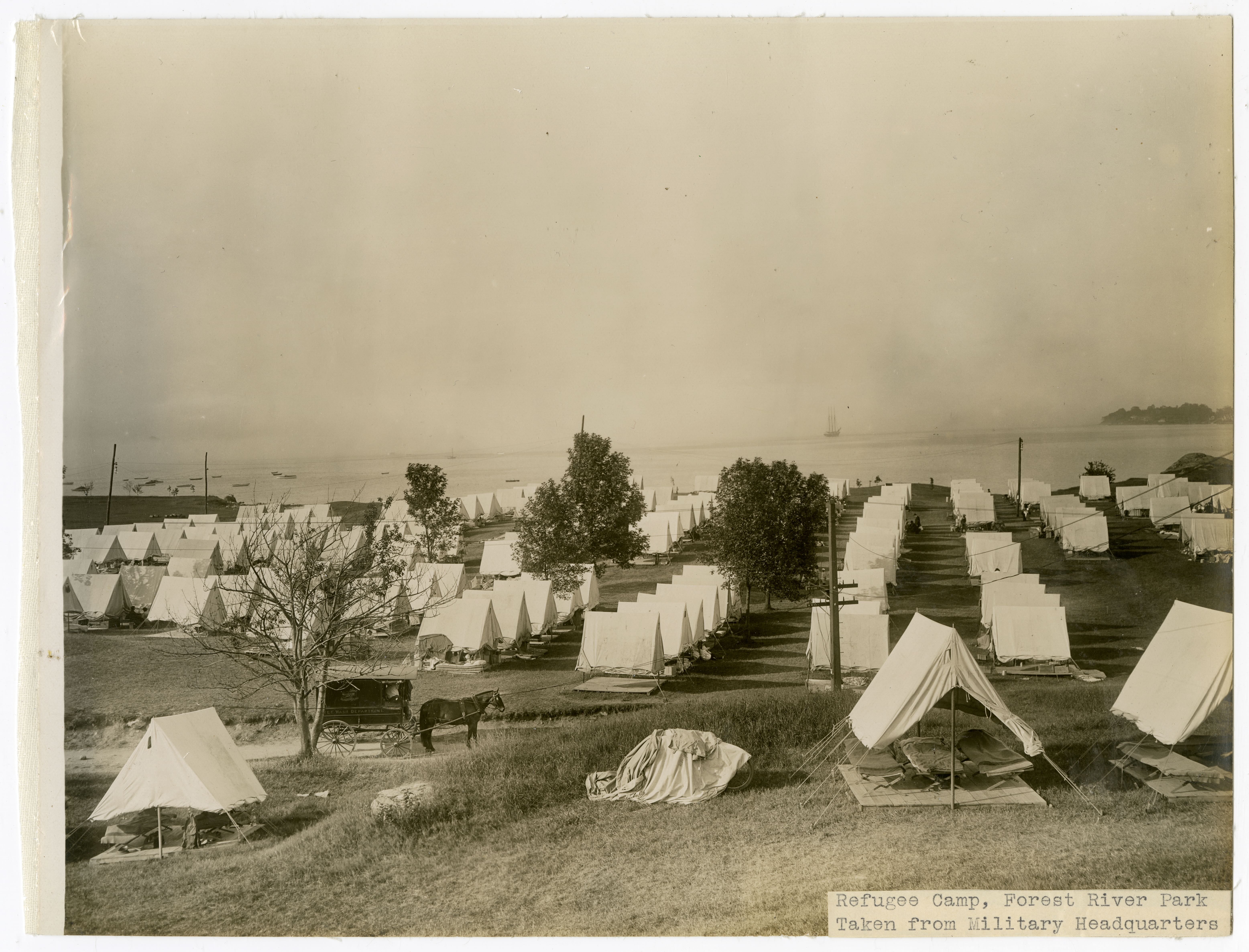 Refugee camp at Forest River Park