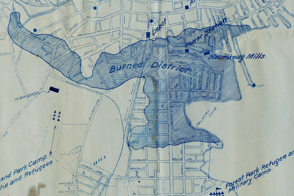 State Board of Health map showing burned district