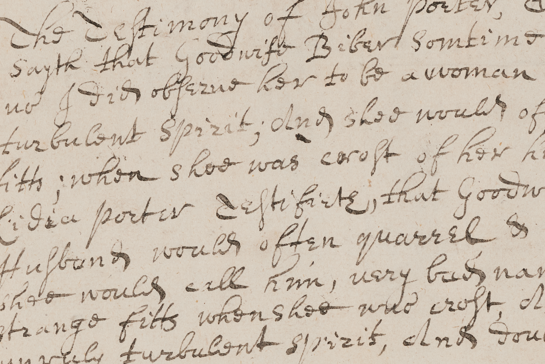 Testimony of John Porter and Lydia Porter regarding Sarah Bibber, in support of Rebecca Nurse