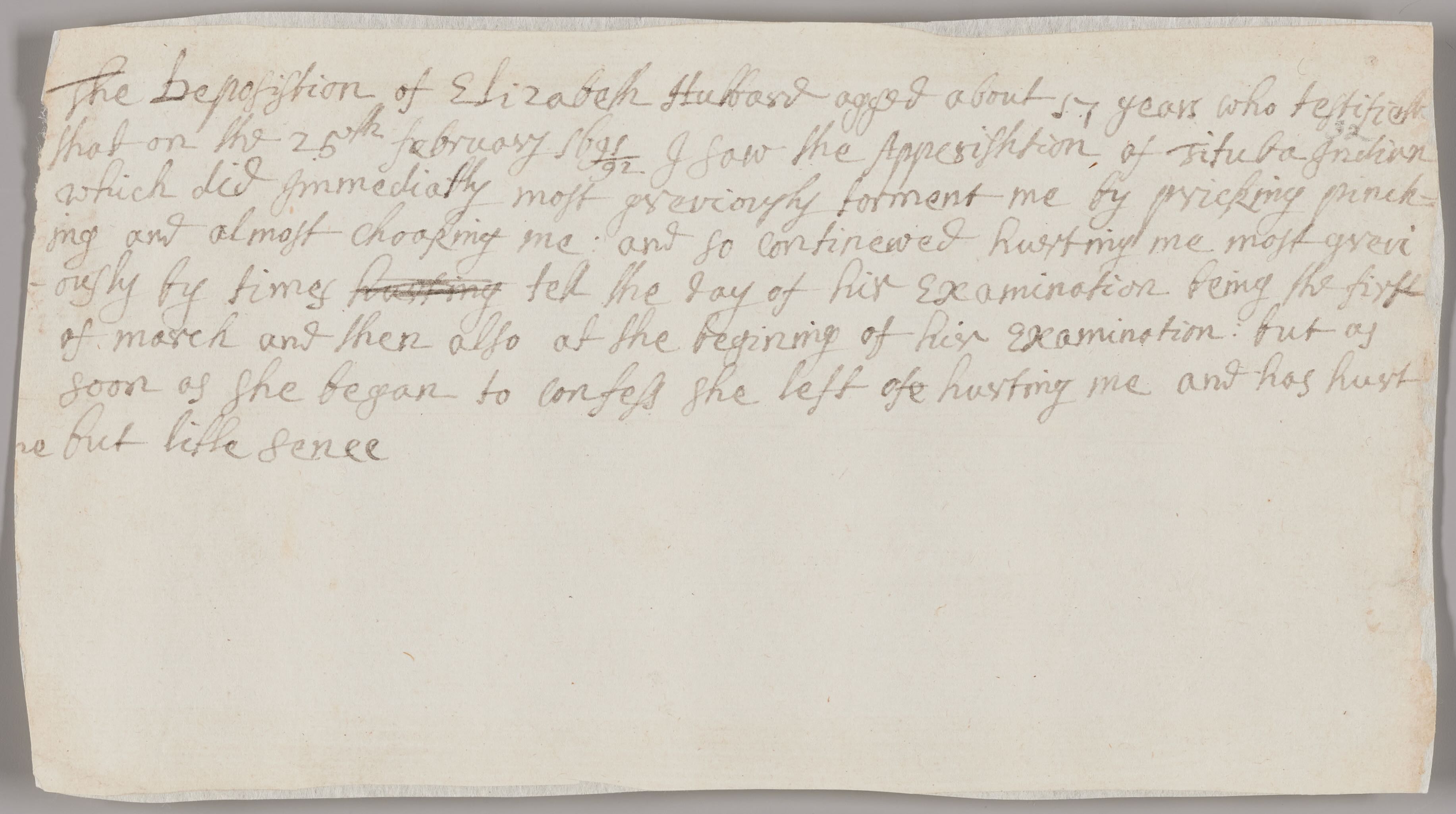 Deposition of Elizabeth Hubbard v. Tituba