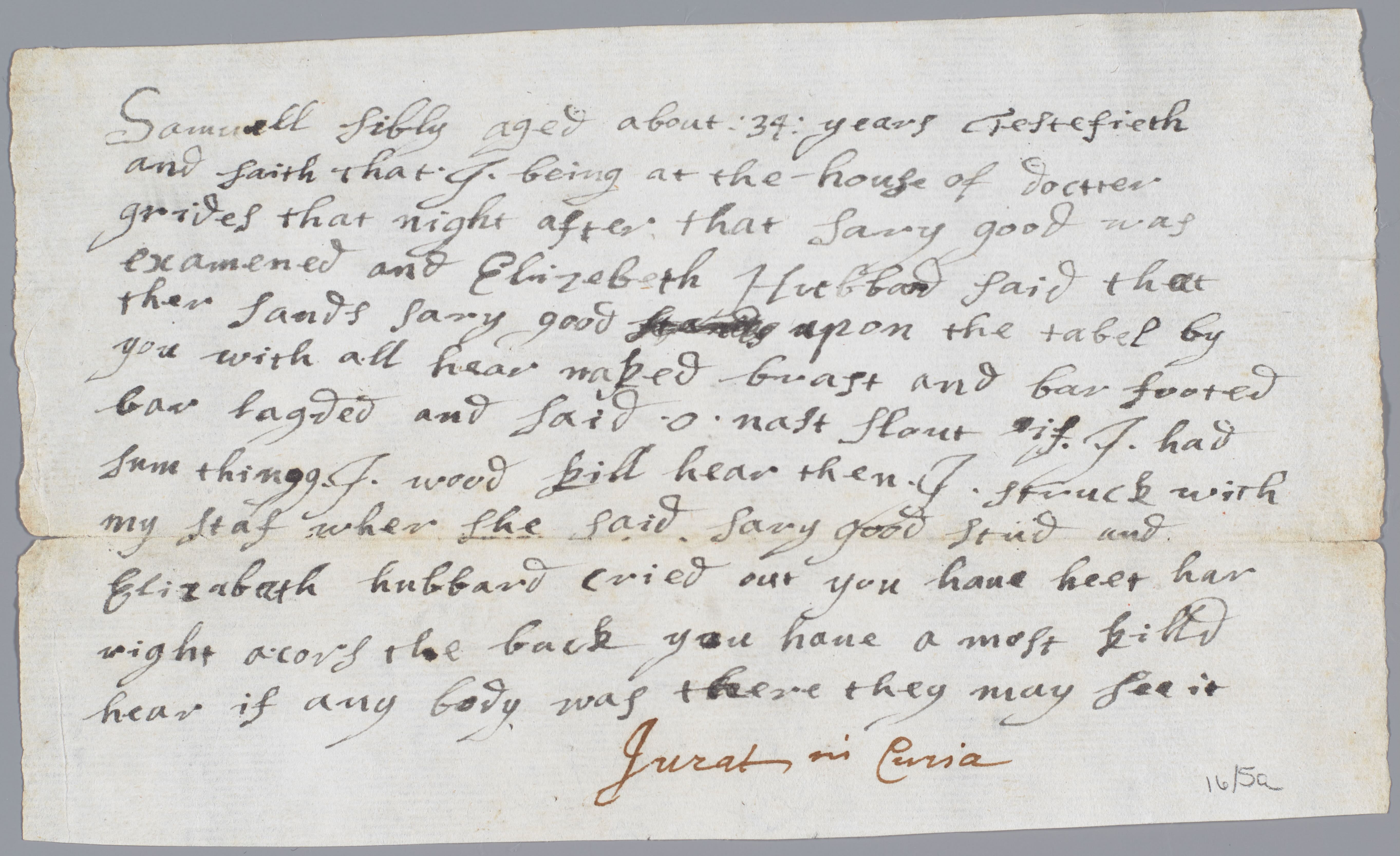 Testimony of Samuel Sibley v. Sarah Good